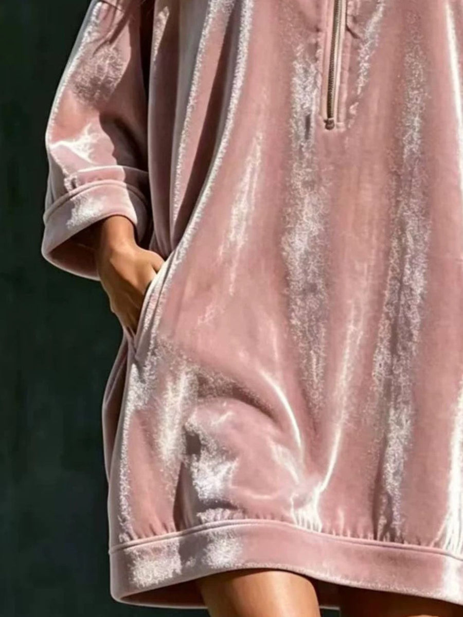 athleisure hoodie dress in Dusty Pink with hooded