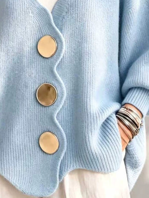 cream oversized cardigan with v-neck