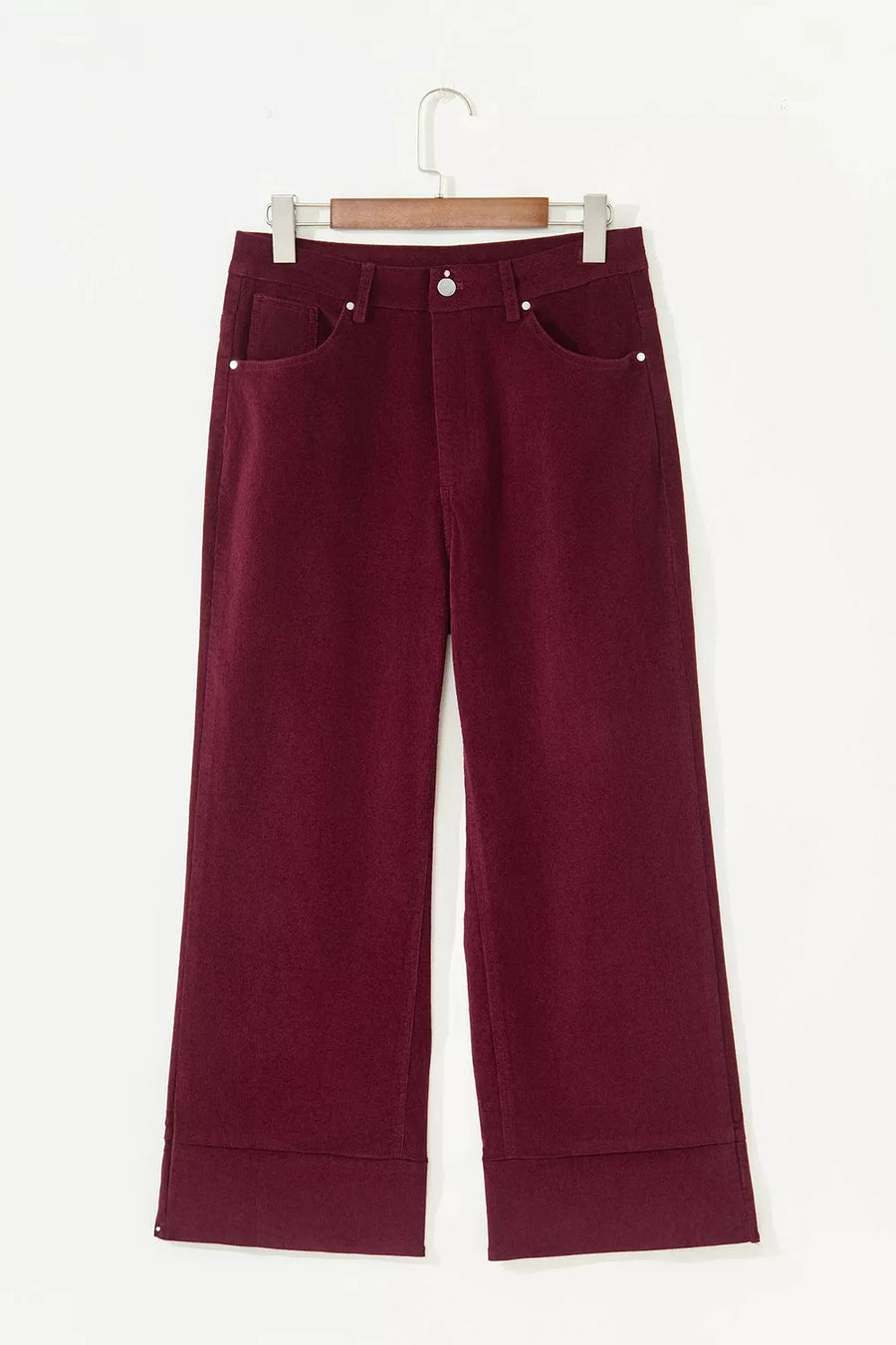 Burgundy wide-leg pants