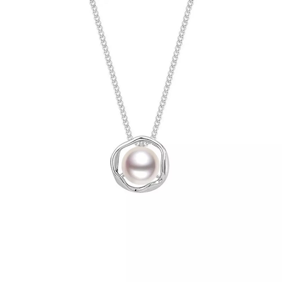 925 Sterling Silver Pearl Pendant Necklace in cream with pendant