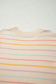 crewneck sweater in Beige with stretch and hip-length