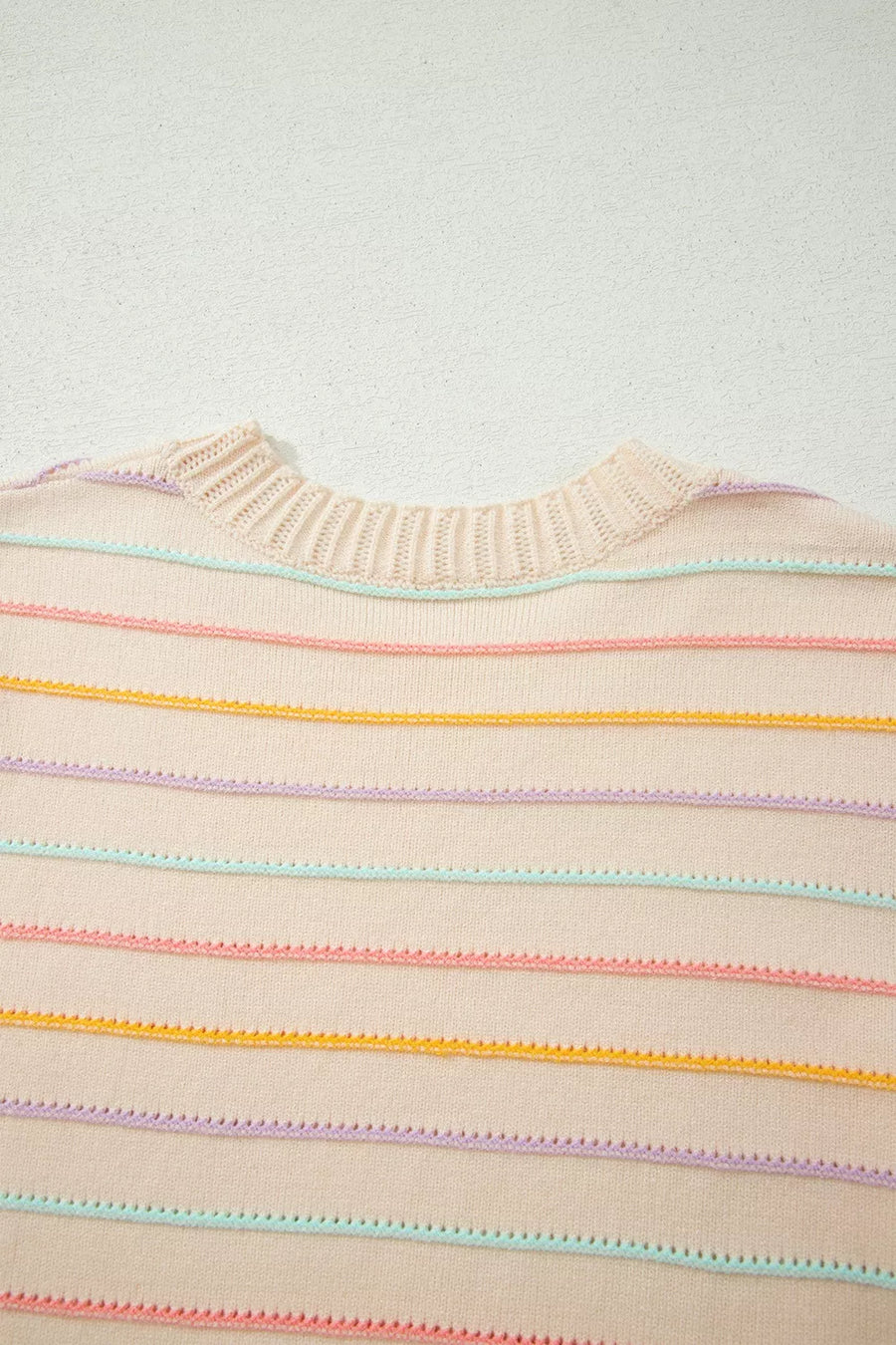 crewneck sweater in Beige with stretch and hip-length