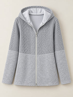 Black zip hoodie with tunic-length and zip-front