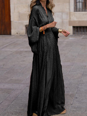Red Elegant V-neck Maxi Dress With Flowy Sleeves