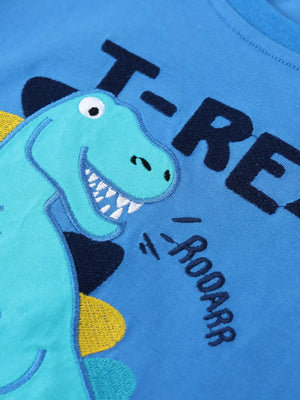 Children's Dinosaur Embroidered T-shirt And Shorts Set option 4