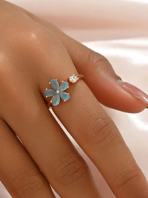 ring in ruby red with floral and 18K gold-plated