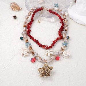 necklace in beige with layered and choker