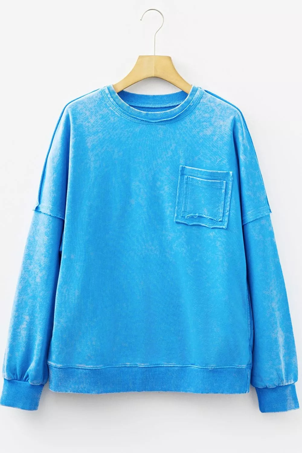 streetwear sweatshirt in aqua blue with crew neck