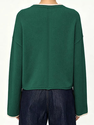 Apricot relaxed crewneck sweater with crew neck