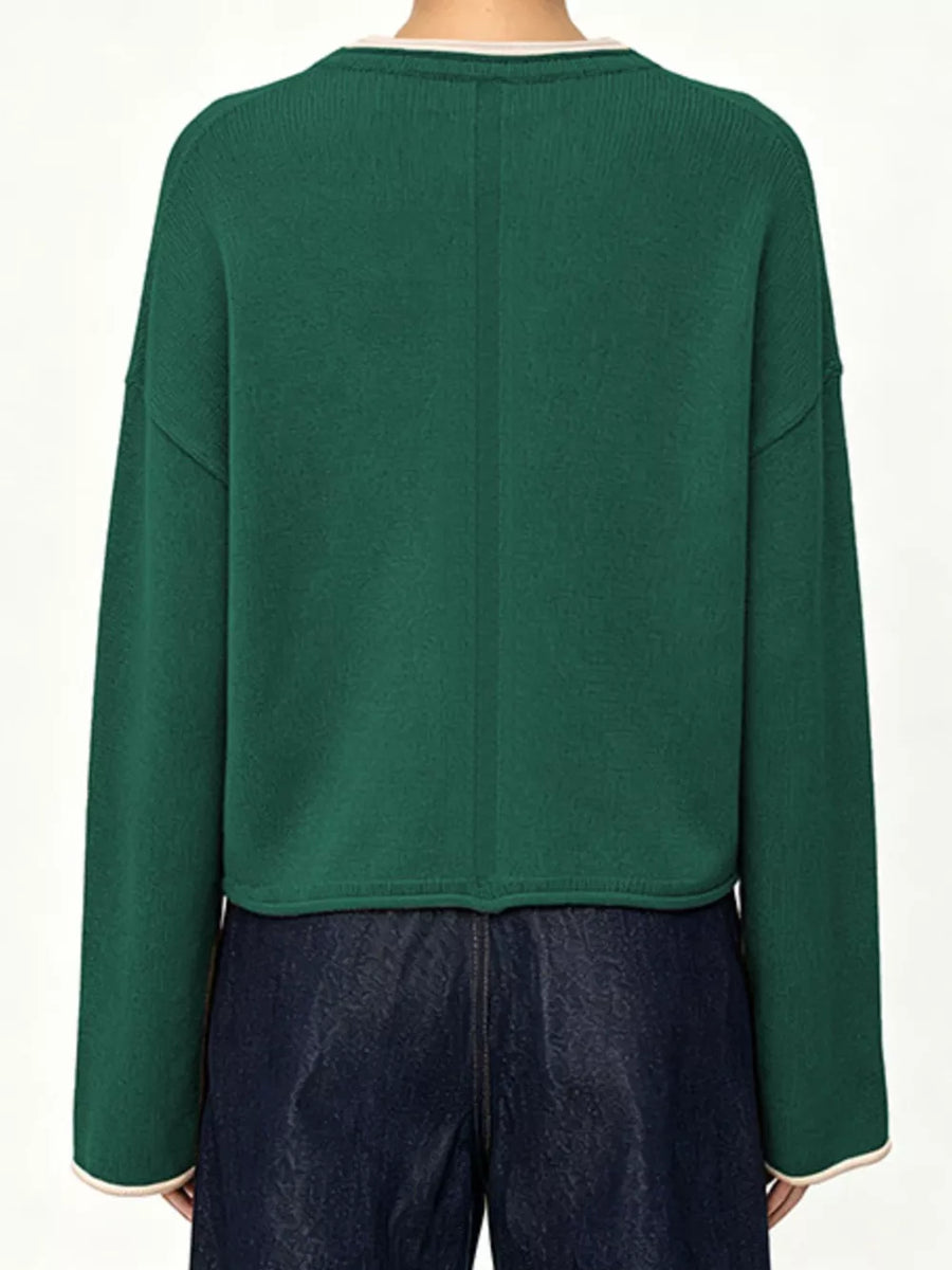 Apricot relaxed crewneck sweater with crew neck