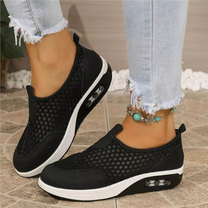 Pink with Round Toe Mesh Sneakers