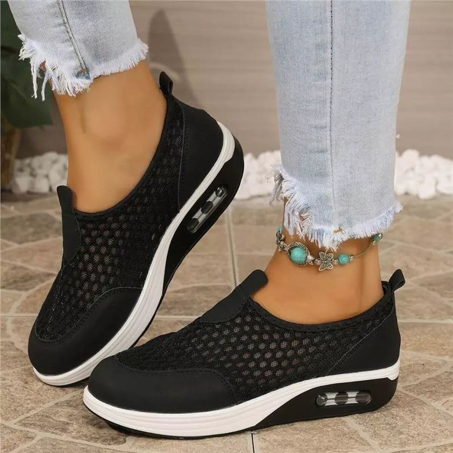 Pink with Round Toe Mesh Sneakers