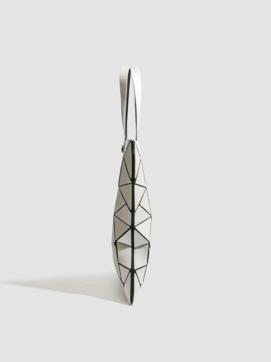 handbag featuring geometric in Silver with PVC Imported Size &amp texture