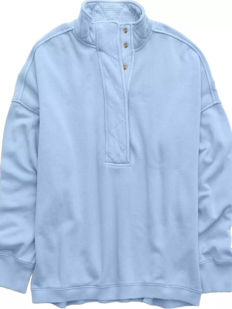 athleisure sweatshirt in Navy Blue with henley