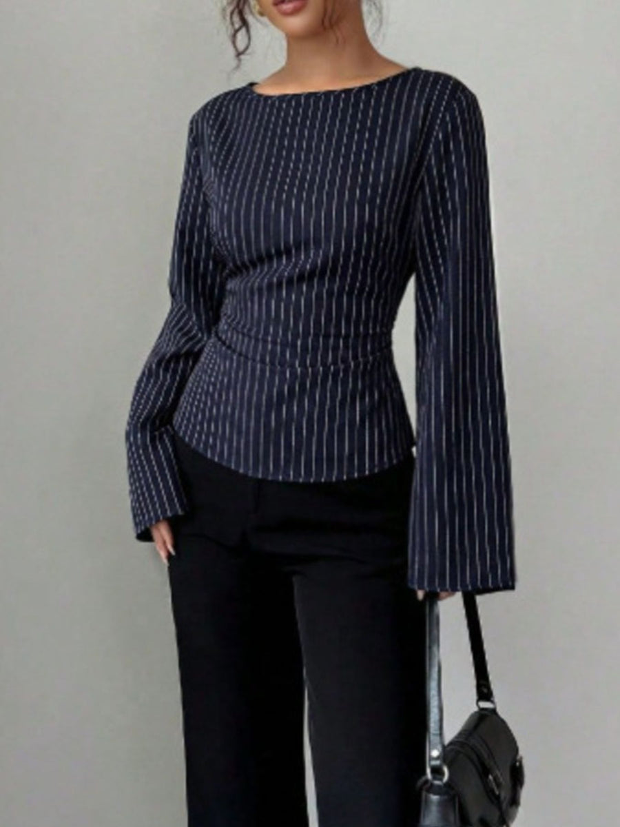 blouse in Burgundy with peplum and waist-length