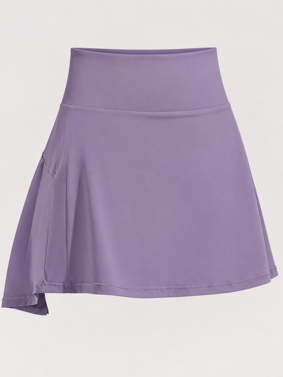 High-Waisted Pleated Active Skirt in Black with lightweight