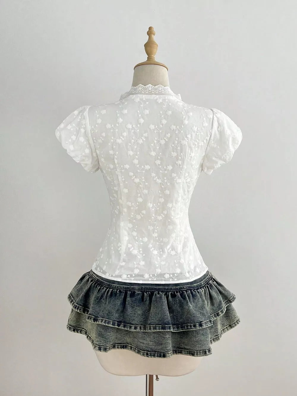 Lace Detail Bow Front Blouse in this colorway