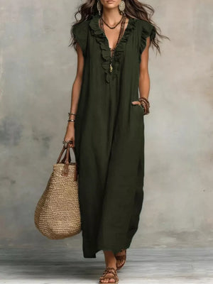 Ruffled V-neck Maxi Dress, view 14