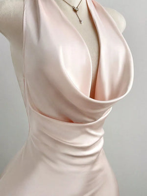 Satin Backless Halter Neck Mini Dress option 4