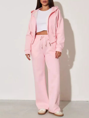 Zip-up Hoodie And Wide-leg Pants Set, view 13