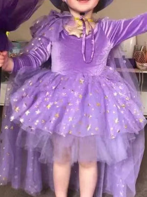 lavender dress with star-print and round neck