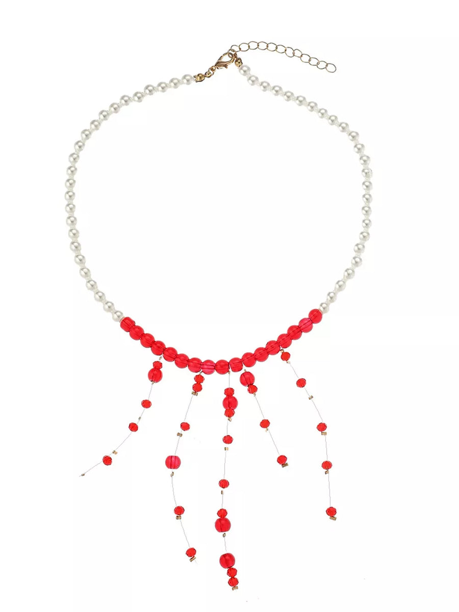 18k Gold-plated Synthetic Pearl Dangle Necklace option 5