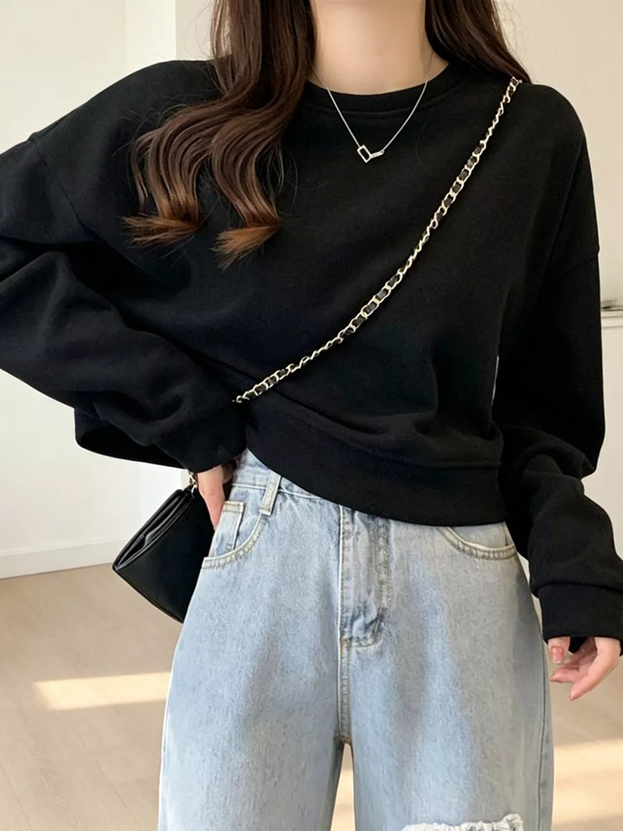 Crew Neck Drop Shoulder Sweatshirt, view 25