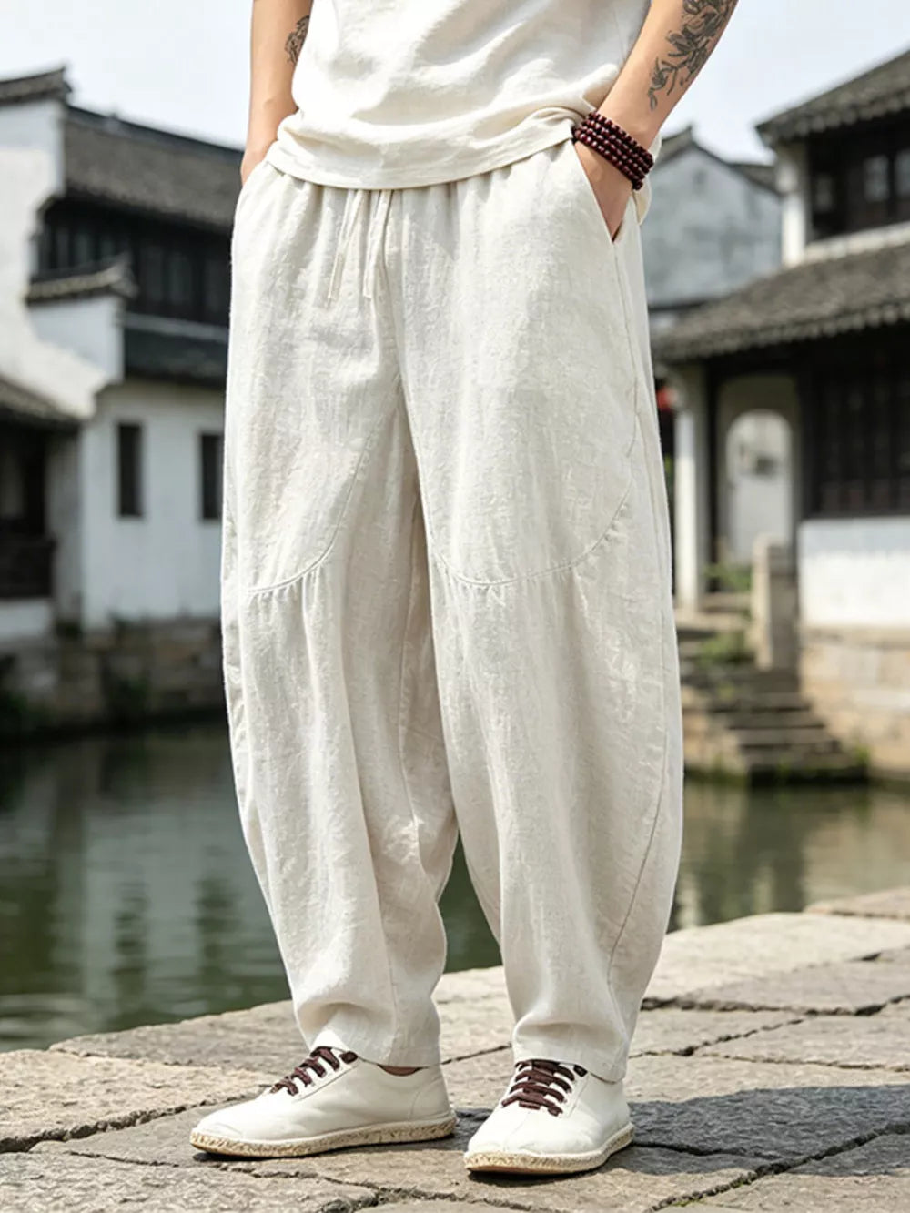 Men's Plus Size Loose Fit Sweatpants With Drawstring in Black