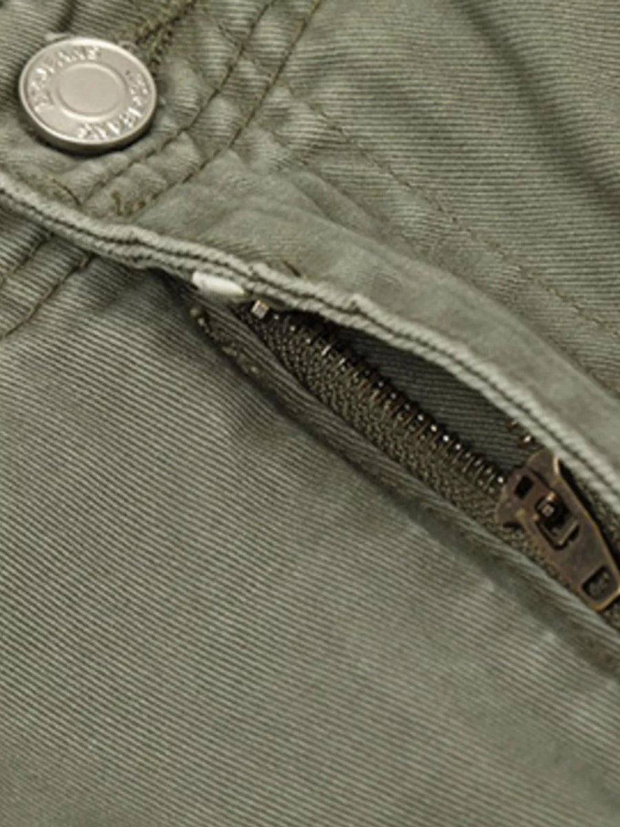 Green Men's Loose Fit Cargo Pants With Multiple Pockets
