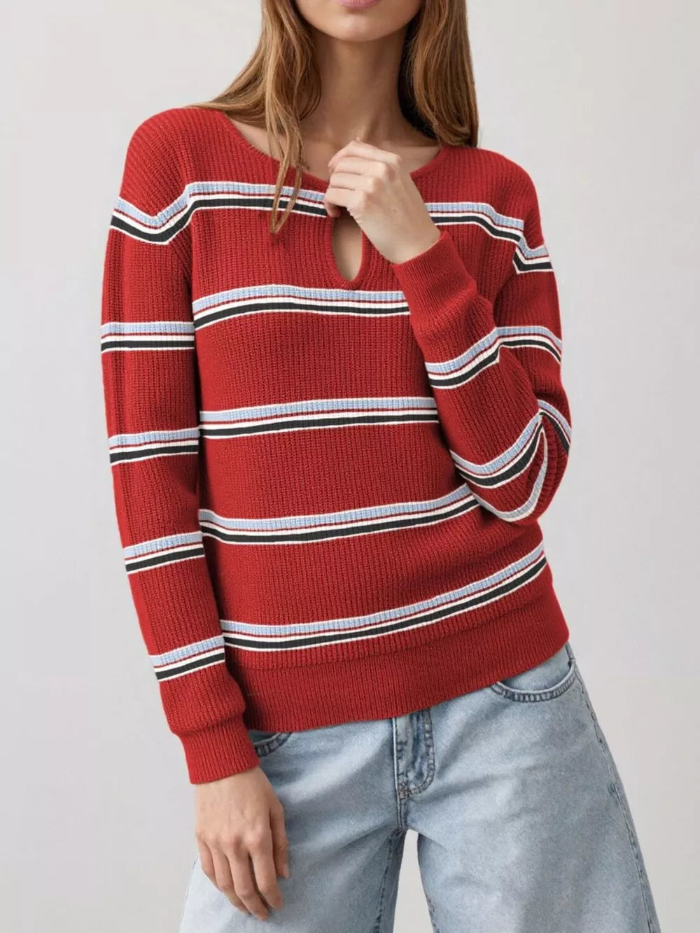 100% polyester Care instructions: Machine wash cold pullover sweater in Red with regular silhouette