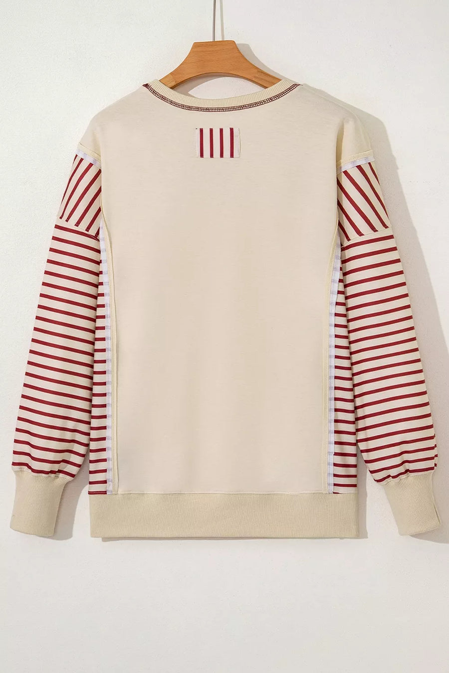 sweatshirt in Khaki with striped and exposed seam