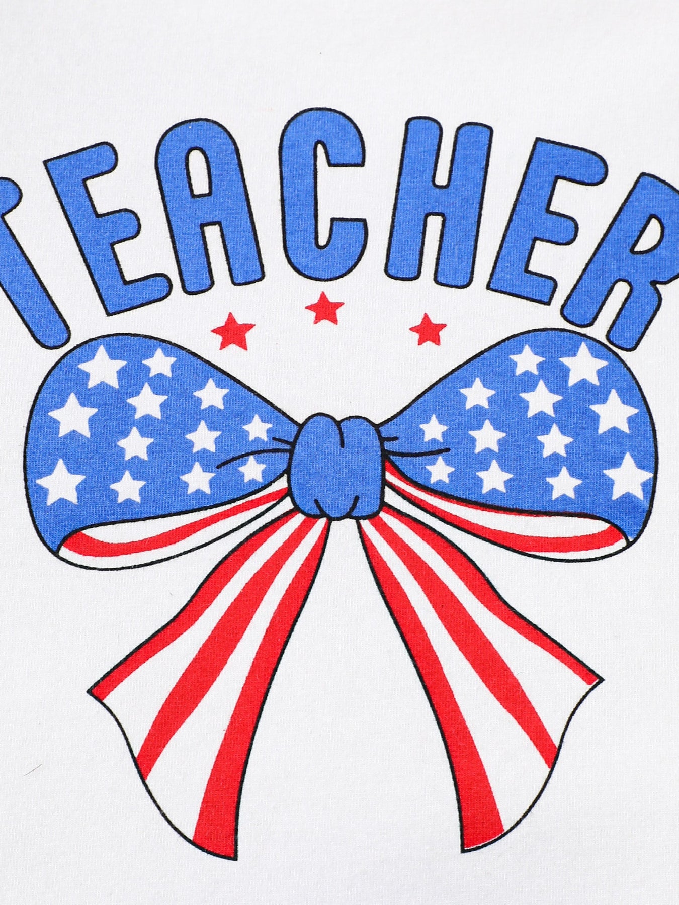 Teacher graphic tee with patriotic bow and stars detail