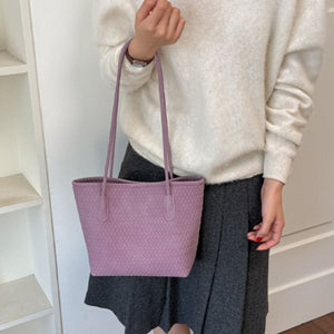 PU Leather Imported Size &amp handbag in Purple with boxy silhouette