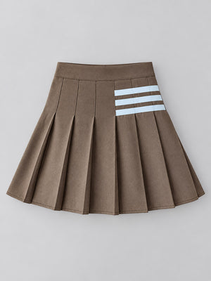 mini skirt featuring striped in khaki with Contains less than 30% spandex texture