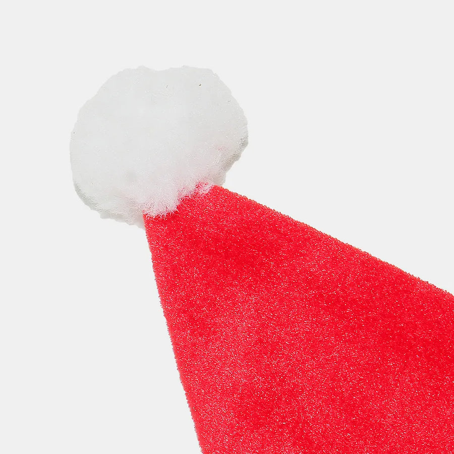 Red party hat with white pom-pom detail