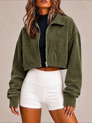 dusty pink bomber jacket with zipper and long sleeve