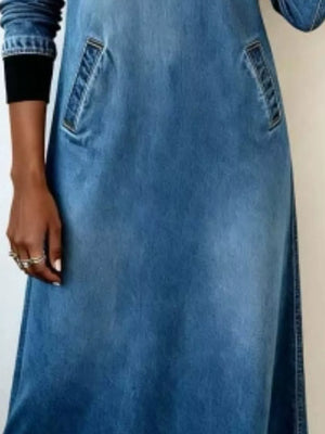 Multicolor with Full Size Contrast V-neck Midi Dress Plus Size