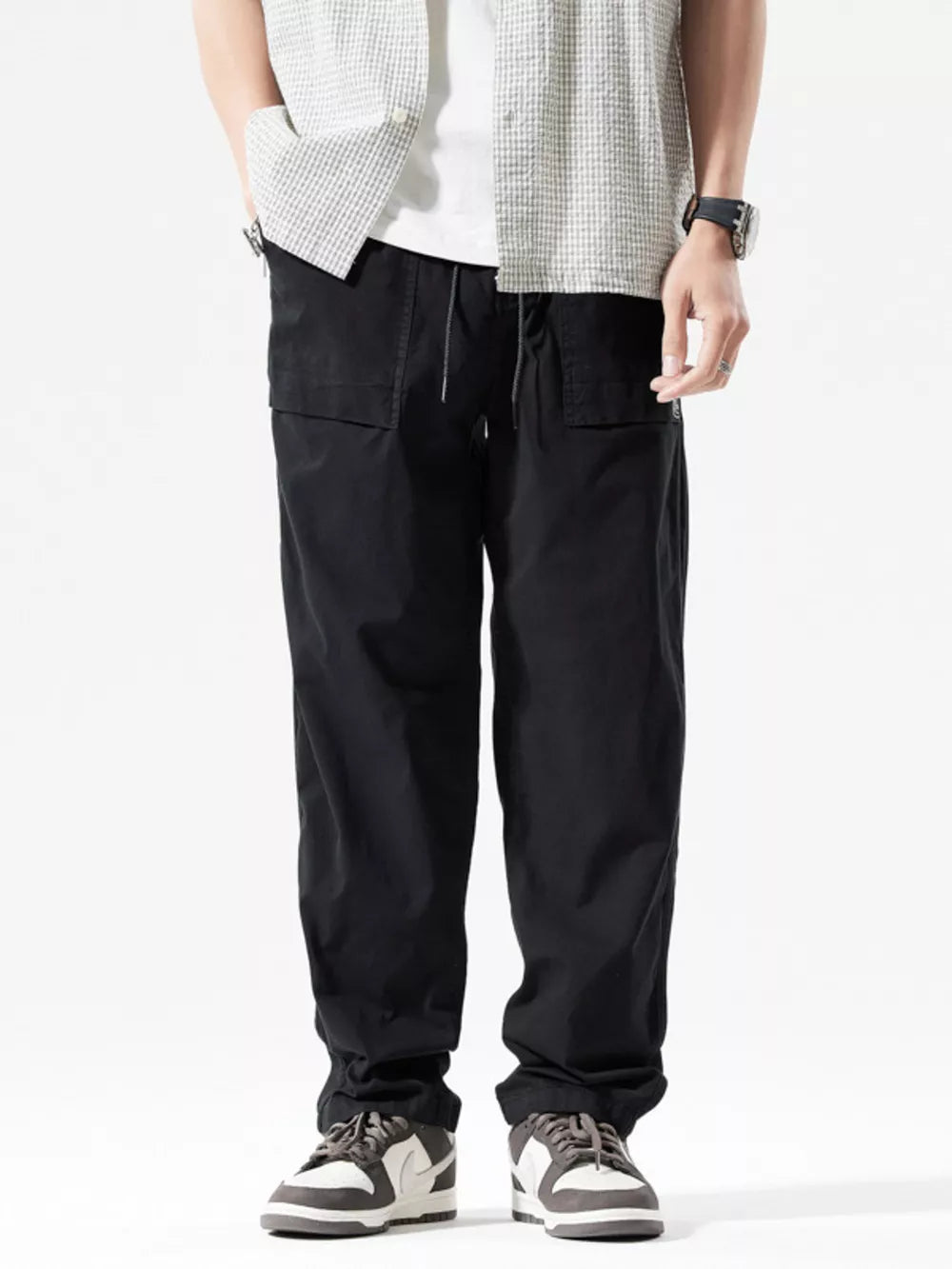 Men's Casual Cargo Pants Plus Size in Dusty Pink