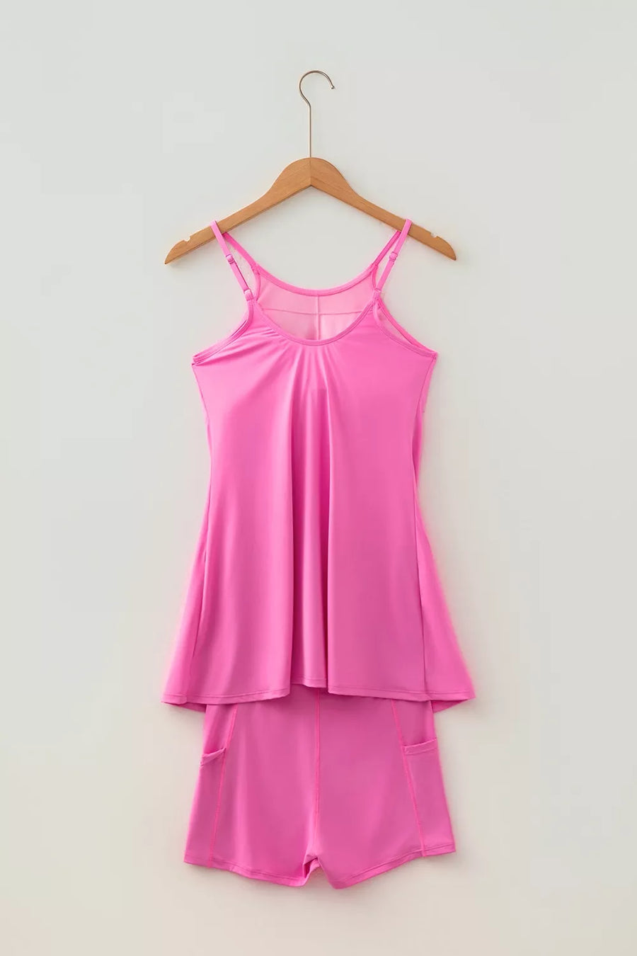 Twisted Strappy Back Active Mini Dress And Shorts Set option 6