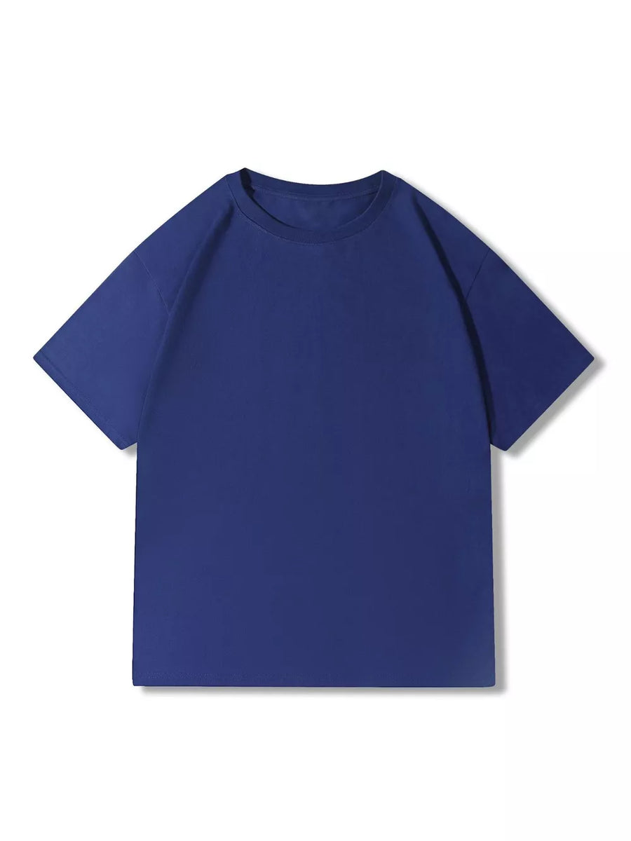 Men's blue 100% cotton crew neck t-shirt