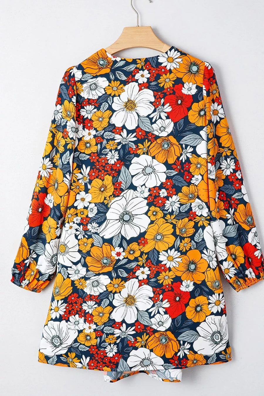 Boho Floral Print V-neck Mini Dress With Pockets option 10