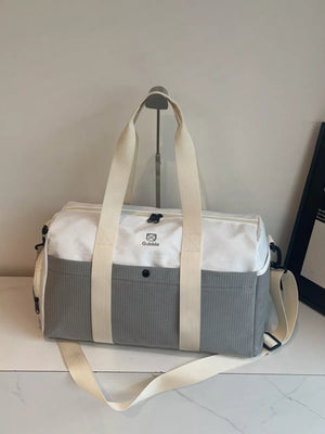 Gray With Blue Two-tone Medium Nylon Duffle Bag