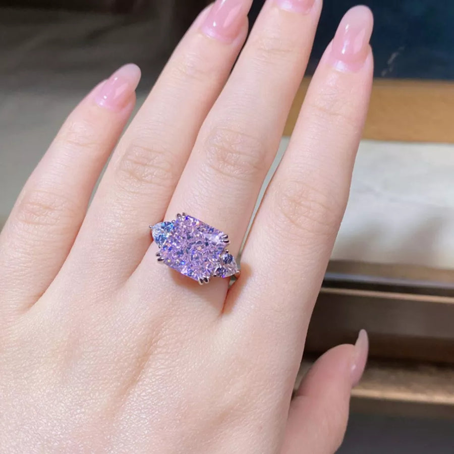 ring in Pink Purple with geometric and zircon stones
