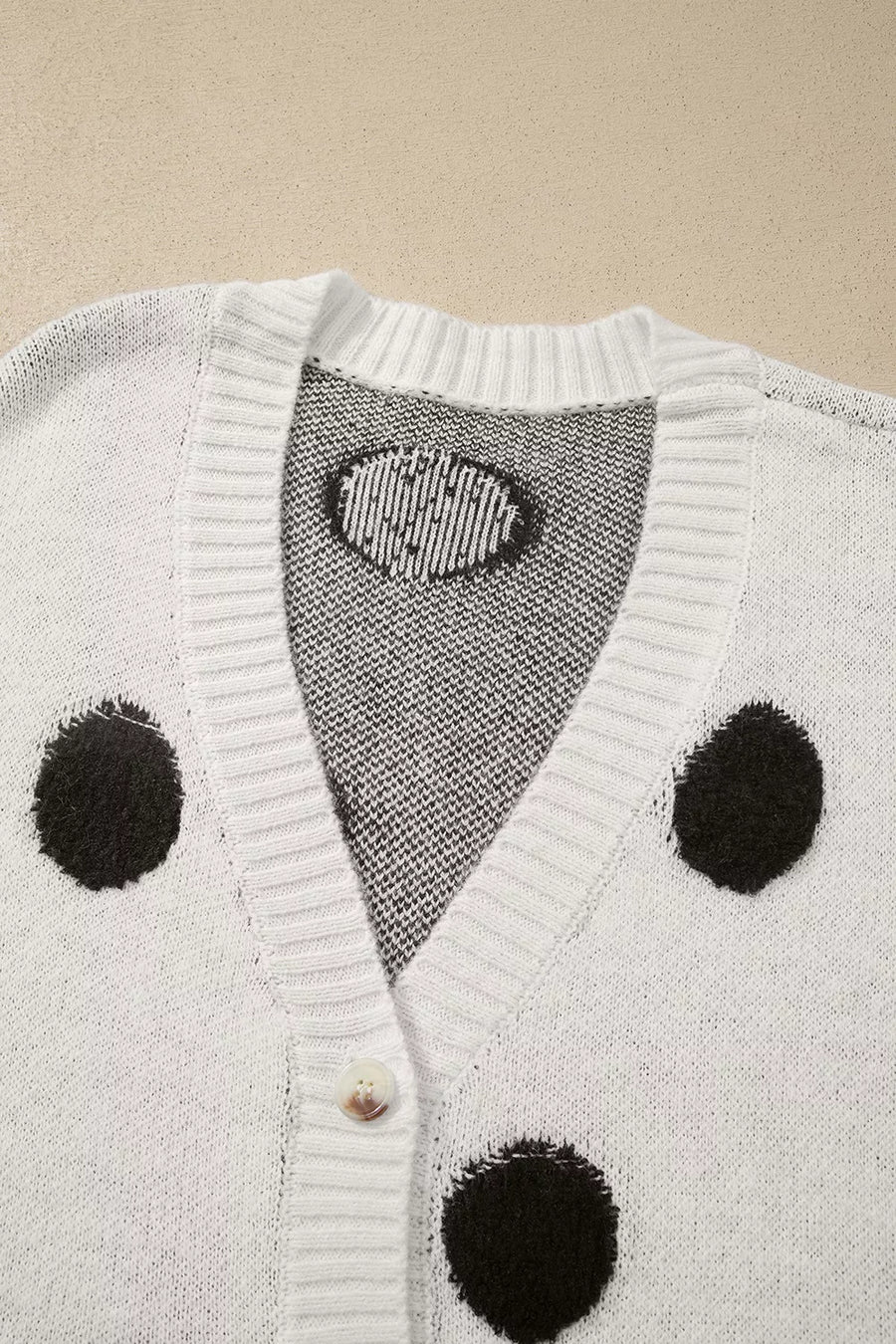 Polka Dot Button Up Cardigan in White, view 12