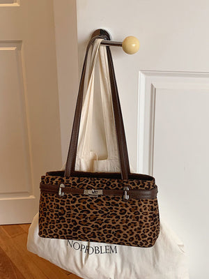 shoulder bag featuring leopard-print in black with Suede Imported Size &amp texture
