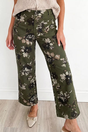 Vintage Floral Print High Waist Wide Leg Jeans option 6