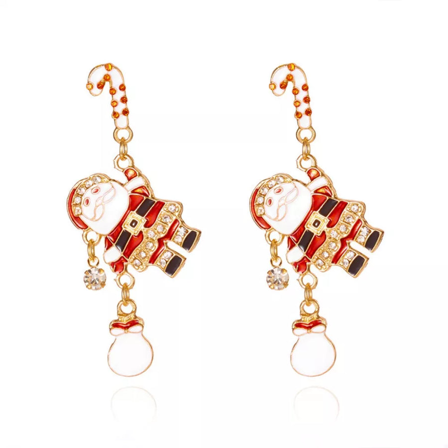Red earrings with drop and hook-and-eye
