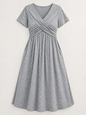midi dress in Pink-Print with polka dot and twisted