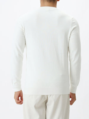 crewneck sweater in Apricot with lightweight and hip-length