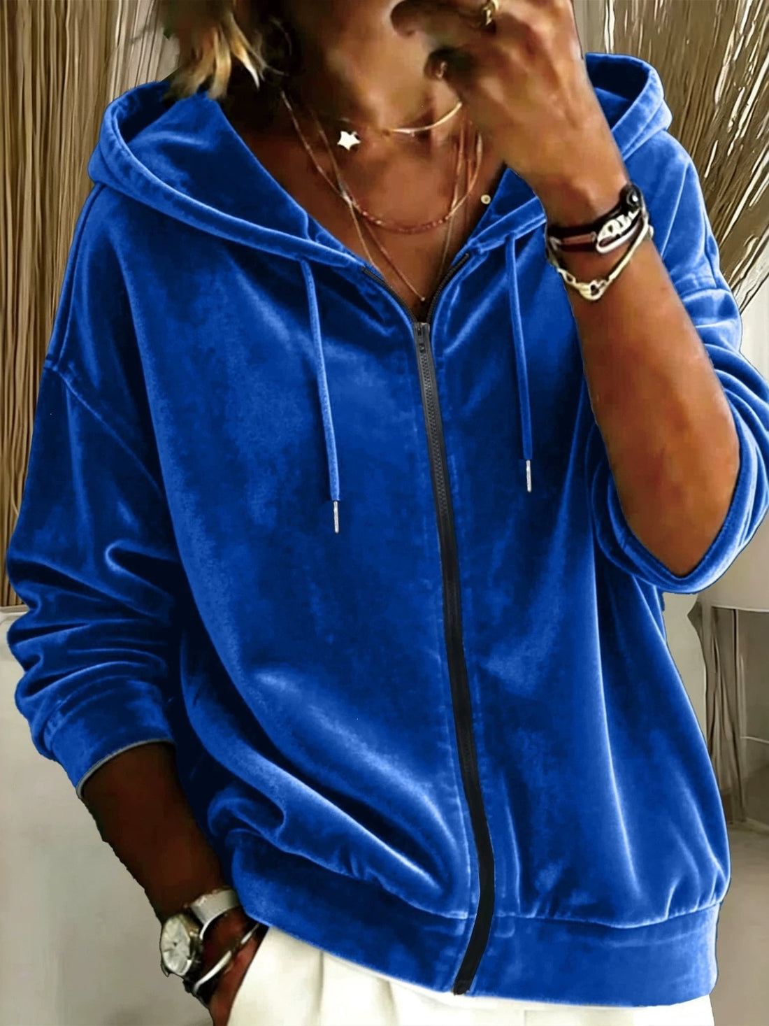 100% polyester Care instructions: Machine wash cold zip hoodie in Purple with relaxed silhouette